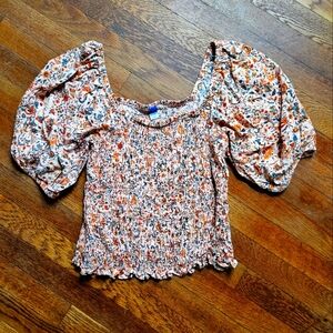 Old Navy Floral Smocked Puff Sleeve Blouse